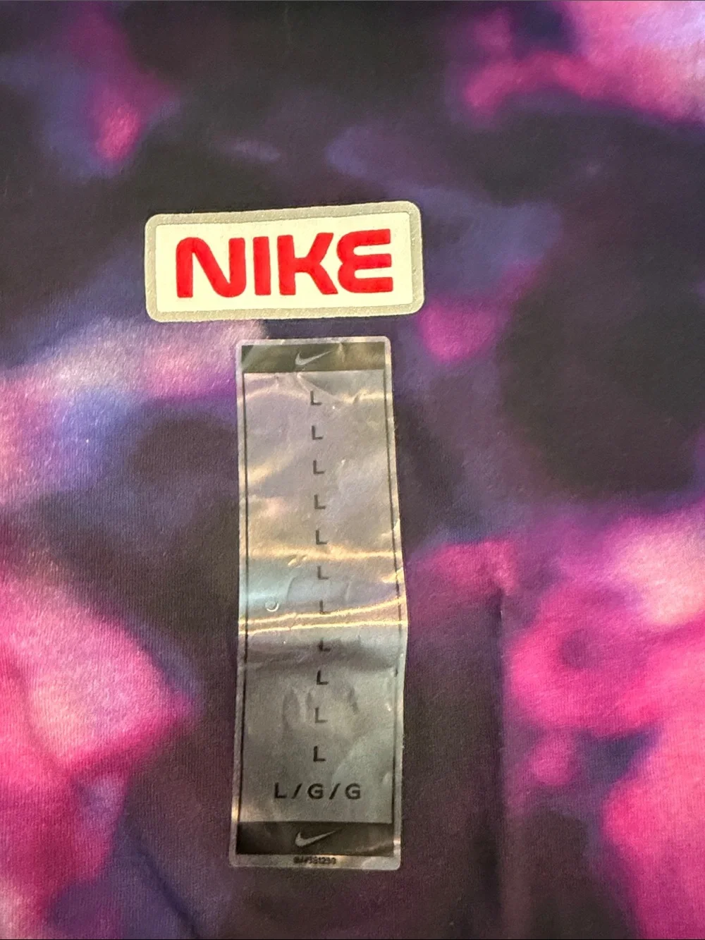 Nike Men’s Purple and Pink Tie-Dye Short Sleeve Tee with Logo Patch